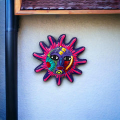 Hand-Painted Guerrero Sun Wall Art | Mexican Folk Decor