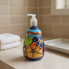 Talavera Soap Dispenser | Hand-Painted Mexican Ceramic Bathroom Decor