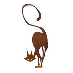 Iron Farmhouse Cat Garden Ornament for Outdoor Decor