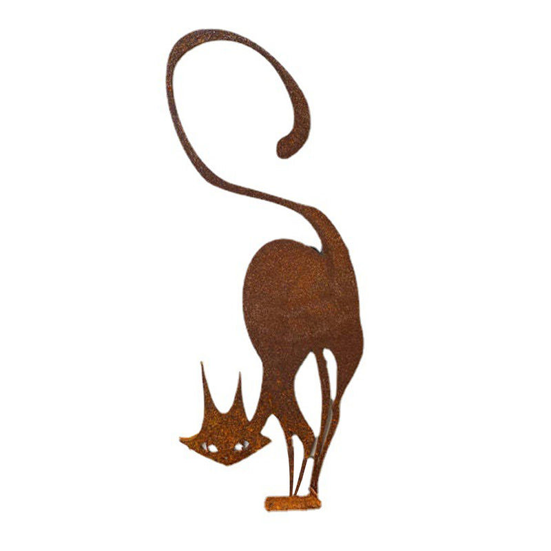Iron Farmhouse Cat Garden Ornament for Outdoor Decor