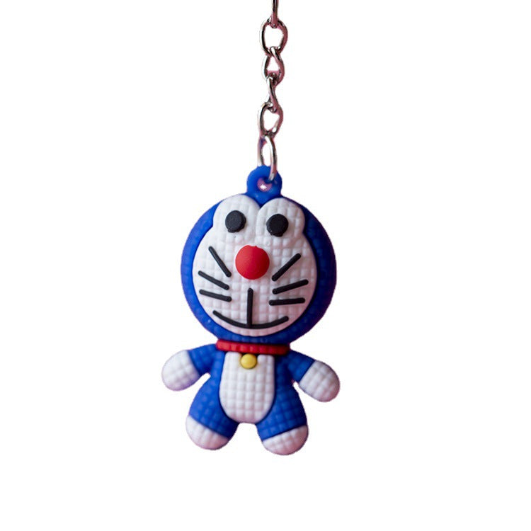 3D Knitting Cartoon Bee Keychain with Cat and Bear Pendant