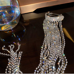 Shiny Rhinestone Long Tassel Hairpins for Women