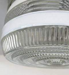RETRO 1960's Antique DRUM Flush Mount Ceiling Light Brushed Nickel