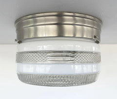 RETRO 1960's Antique DRUM Flush Mount Ceiling Light Brushed Nickel
