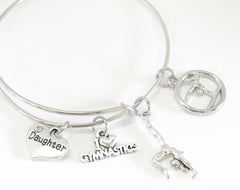 Gymnastics Expanding Bangle Charm Bracelet, Gymnastics Mom, Gymnastics Jewelry Gift For Her, Gymnast Graduation Gift, Gymnast Award Jewelry