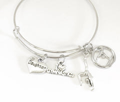 Gymnastics Expanding Bangle Charm Bracelet, Gymnastics Mom, Gymnastics Jewelry Gift For Her, Gymnast Graduation Gift, Gymnast Award Jewelry