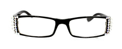 The French, (Bling) (Fleur De Lis) Women Reading Glasses W (Clear, AB Aurora Borealis) Genuine European Crystals  (Black)  NY Fifth Avenue