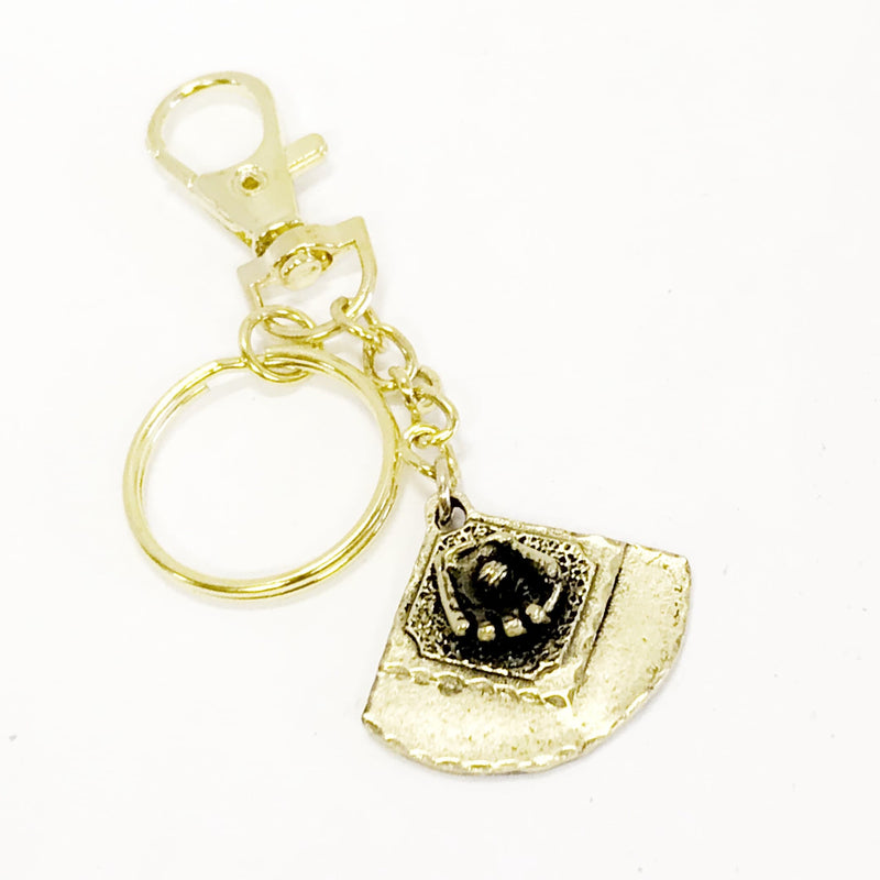 Softball Keychain, Softball Player Gift, Softball Team Gift, Gold Keychain, Ball and Glove Keychain, Ball and Mitt, Softball Field Keychain