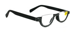 Half Moon, (Bling) Woman Reading Glasses Adorned W (Hematite) Genuine European Crystals Reader +1.25 +1.50... +4  Frame, NY Fifth Avenue.