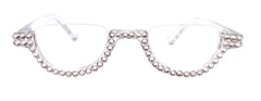 Half Moon, (Bling) Reading Glasses For Woman Adorned W (Clear) Genuine European Crystals, (Translucent) Lower Nose Frame, NY Fifth Avenue
