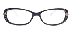 Glamour Quilted, (Bling) Reading Glasses For Women W (Hematite, Clear) Genuine European Crystals +1.25..+3 (Black, White) NY Fifth Avenue