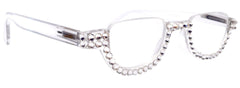 Half Moon, (Bling) Reading Glasses For Woman Adorned W (Clear) Genuine European Crystals, (Translucent) Lower Nose Frame, NY Fifth Avenue