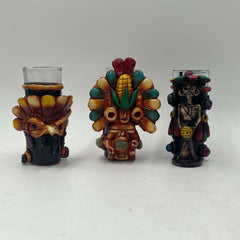 Handmade Mexican Shot Glass | Aztec Warrior Design