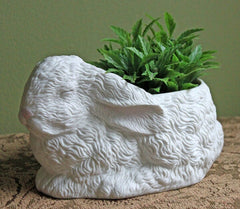 Cute Porcelain Gray Bunny with Pink Ears. Rabbit Figurine for Kids Room, Easter Spring Celebration. Dining Rm Display. Collectible Statuette