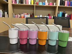 3oz DIY Blank Sublimation shot glass Tumbler double insulated with stainless straw