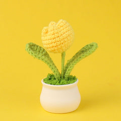 Handcrafted Crochet Tulip Mini Potted Plant Decor