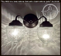 Antique Glass Double Wall Sconce Light Fixture