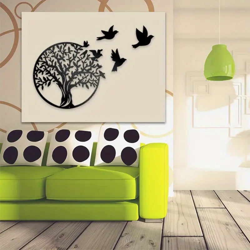 Round Metal Tree of Life Wall Art Decor (1pc)