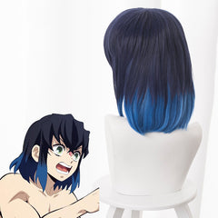 Inosuke Hashibira Pig Face Cosplay Wig in Dark Blue