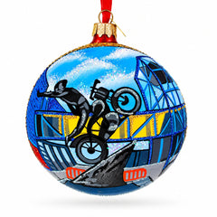 Motorcycle Museum, Milwaukee, Wisconsin Glass Ball Christmas Ornament 4 Inches