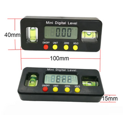 Mini Digital Electronic Spirit Level with Magnetic Base, 100mm, LCD Angle Protractor (Black/Red)