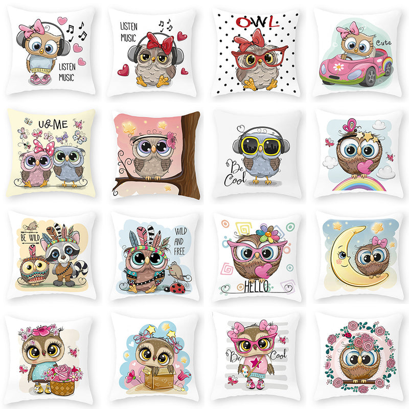Cute Owl Peach Skin Pillowcase