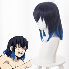 Inosuke Hashibira Pig Face Cosplay Wig in Dark Blue