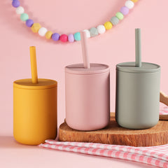 Silicone No-Spill Baby Cup with Straw