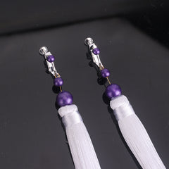 Earrings with Purple Pearl Tassels - Elan Cosplay Style
