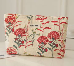Cotton Floral Makeup Bag Organizer for Women and Babies