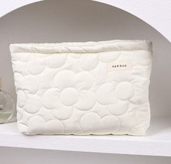 Quilted Makeup Bag with Floral Design for Travel and Daily Use