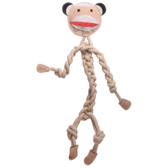 Stuey Sock Monkey Natural Rope Knottie® Dog Toy, Large (9mm rope diameter)