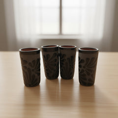 Matte Black Talavera Shot Glass | Mexican Ceramic Barware