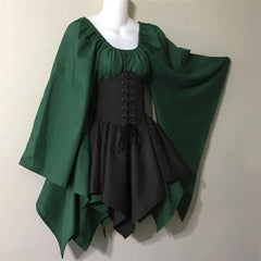 Medieval Renaissance Dress – Full Sleeve Costume with Corset