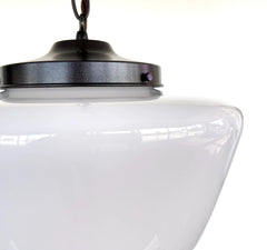 Large Antique Milk Glass Schoolhouse Pendant Light | 12"