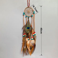Mini Dream Catcher With Natural Feather Wind Chime Hanging Handmade Lace Feathers Bead Dream Catcher Wind Chimes Hanging Home Room Decoration Car Pendant Ornament Craft Dreamcatcher For Gift Memorial Festival Photography