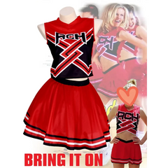 Takerlama RCH Printed Cheerleader Uniform Bring it On Cosplay Women's Fancy Dress Tank Top Mini Skirt Halloween Costume Clothes