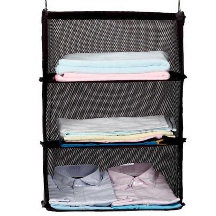 Travel Storage Bag with Three Layers and Hanging Design