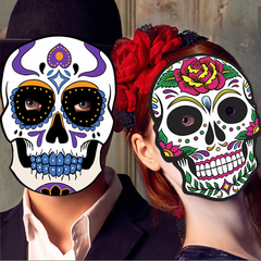6PCS Day of the Dead DIY Skull Masks for Halloween