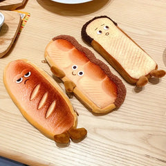 Cute Cartoon Toast Pencil Bag for Students and Gifts
