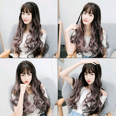 Ladies' Multicolor Gradient Long Wavy Wig with Bangs