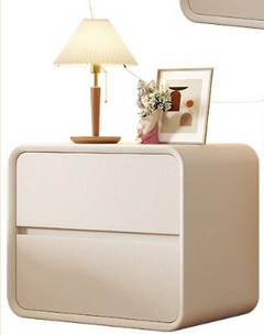 Modern Minimalist Wooden Nightstand in Cream White