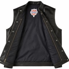 Legendary Outlaw Men's Leather Motorcycle Vest