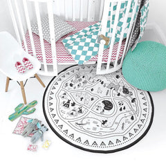 INS New Village Colorful Cotton Canvas Play Mat