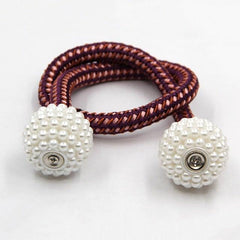 Pearl Magnetic Curtain Clip Tieback Home Decor Buckle Curtain Holder Hanging Ball Rope Straps Holdbacks Room Accessories Strong Magnetic Curtain Tiebacks Pearl Decorative Rope Window Holdbacks For Drapes Home Office