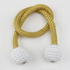 Pearl Magnetic Curtain Clip Tieback Home Decor Buckle Curtain Holder Hanging Ball Rope Straps Holdbacks Room Accessories Strong Magnetic Curtain Tiebacks Pearl Decorative Rope Window Holdbacks For Drapes Home Office