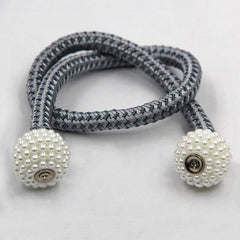 Pearl Magnetic Curtain Clip Tieback Home Decor Buckle Curtain Holder Hanging Ball Rope Straps Holdbacks Room Accessories Strong Magnetic Curtain Tiebacks Pearl Decorative Rope Window Holdbacks For Drapes Home Office