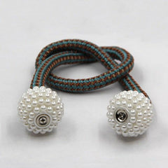 Pearl Magnetic Curtain Clip Tieback Home Decor Buckle Curtain Holder Hanging Ball Rope Straps Holdbacks Room Accessories Strong Magnetic Curtain Tiebacks Pearl Decorative Rope Window Holdbacks For Drapes Home Office