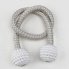Pearl Magnetic Curtain Clip Tieback Home Decor Buckle Curtain Holder Hanging Ball Rope Straps Holdbacks Room Accessories Strong Magnetic Curtain Tiebacks Pearl Decorative Rope Window Holdbacks For Drapes Home Office