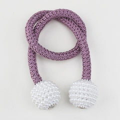 Pearl Magnetic Curtain Clip Tieback Home Decor Buckle Curtain Holder Hanging Ball Rope Straps Holdbacks Room Accessories Strong Magnetic Curtain Tiebacks Pearl Decorative Rope Window Holdbacks For Drapes Home Office